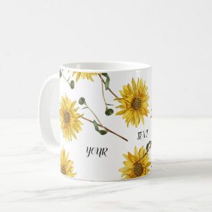 Customise Sunflower Design Coffee Mug