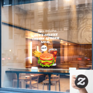 Customise Super Delicious Burger Meal Custom Price Window Cling