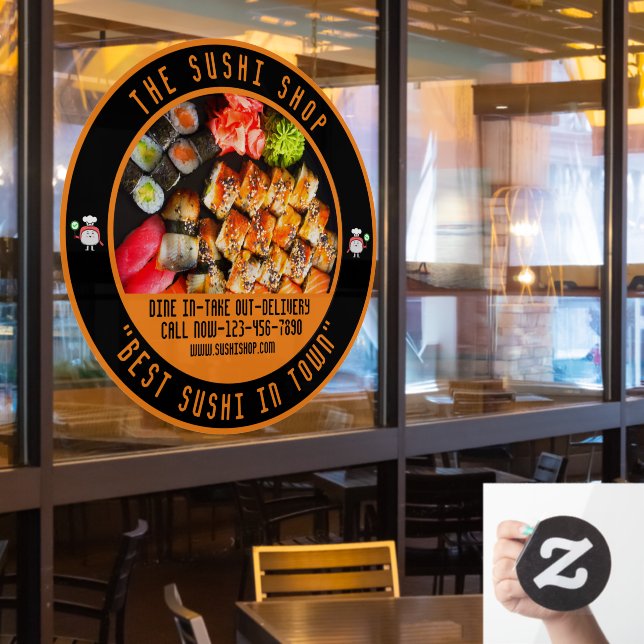 Customise Sushi Restaurant Large Front Window Cling (Restaurant Window)