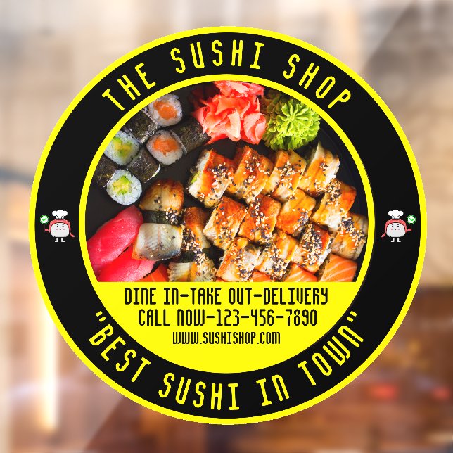 Customise Sushi Restaurant Large Front Window Cling (Sheet 2)