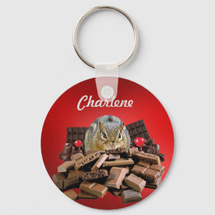 Customise Sweetest Day Chocolate Chipmunk Key Ring
