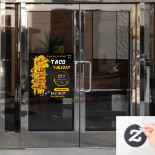 Customise Taco Tuesday Mexican Restaurant Promo Window Cling