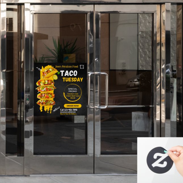 Customise Taco Tuesday Mexican Restaurant Promo Window Cling (Office Door)