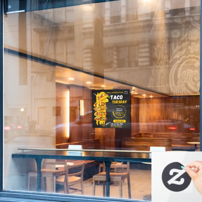Customise Taco Tuesday Mexican Restaurant Promo Window Cling (Cafe Window)