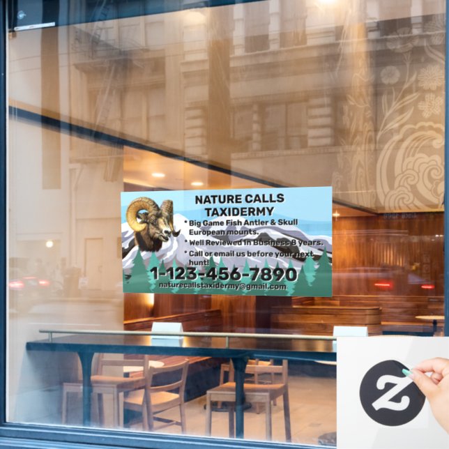 Customise Taxidermy Shop Business Promotional  Window Cling (Cafe Window)