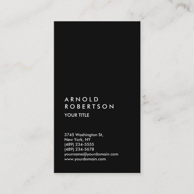 Customise Text Black Professional Business Card (Front)