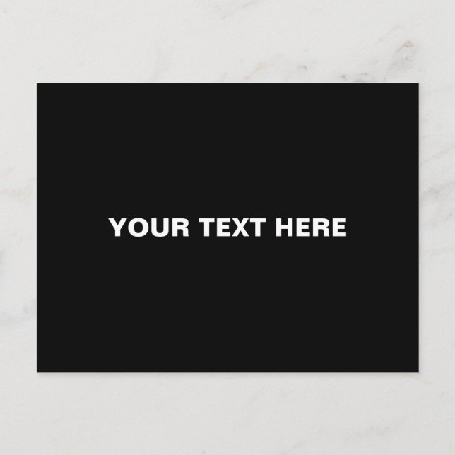 Customise text, black white minimalist postcard (Front)