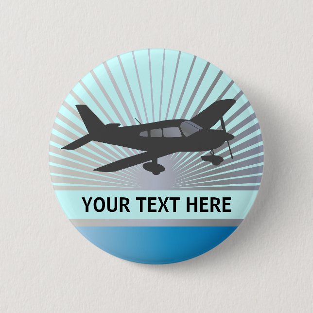 Customise Text - Low Wing Aeroplane 6 Cm Round Badge (Front)