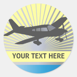 Customise Text - Low Wing Aeroplane Classic Round Sticker