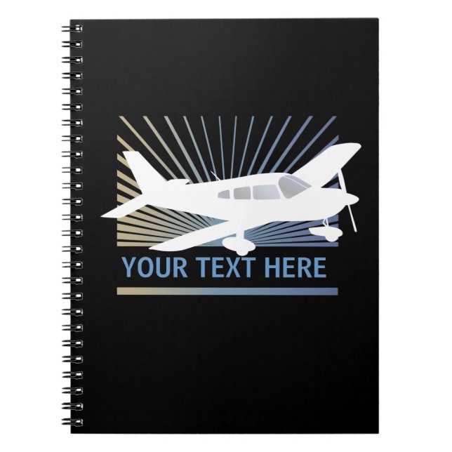 Customise Text - Low Wing Aeroplane Notebook (Front)