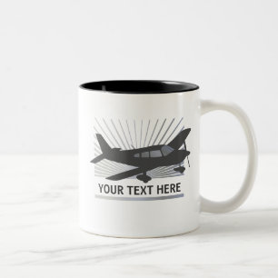 Customise Text - Low Wing Aeroplane Two-Tone Coffee Mug