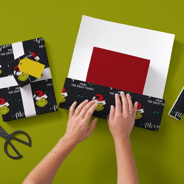 Customise Text with Family Name - Grinch Wrapping Paper (Creator Uploaded)