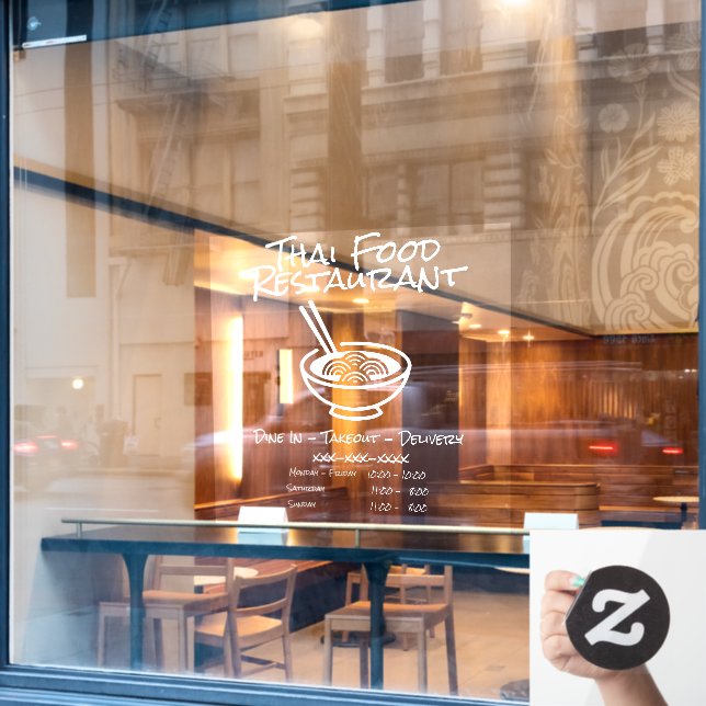 Customise Thai Pho Restaurant Business Info Window Cling (Cafe Window)
