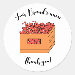 Customise Thank You Sticker   Box of Hearts