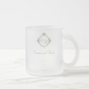 Customise the names, initials and phrase Love Frosted Glass Coffee Mug