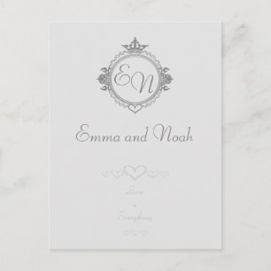 Customise the names, initials and phrase Love Post Announcement Postcard