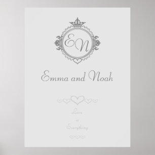 Customise the names, initials and phrase Love Poster