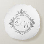 Customise the names, initials and phrase Love Round Cushion<br><div class="desc">A beautiful and fully personalised print to celebrate the love of a couple. Choose the colours,  names,  initials,  phrase and font and celebrate love.</div>