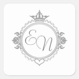 Customise the names, initials and phrase Love Square Sticker