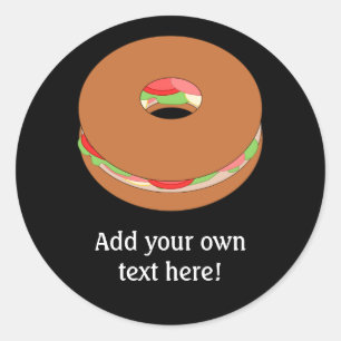 Customise this Bagel graphic Classic Round Sticker