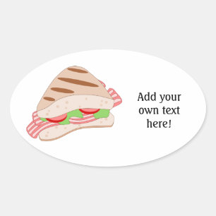Customise this BLT Sandwich Graphic Oval Sticker