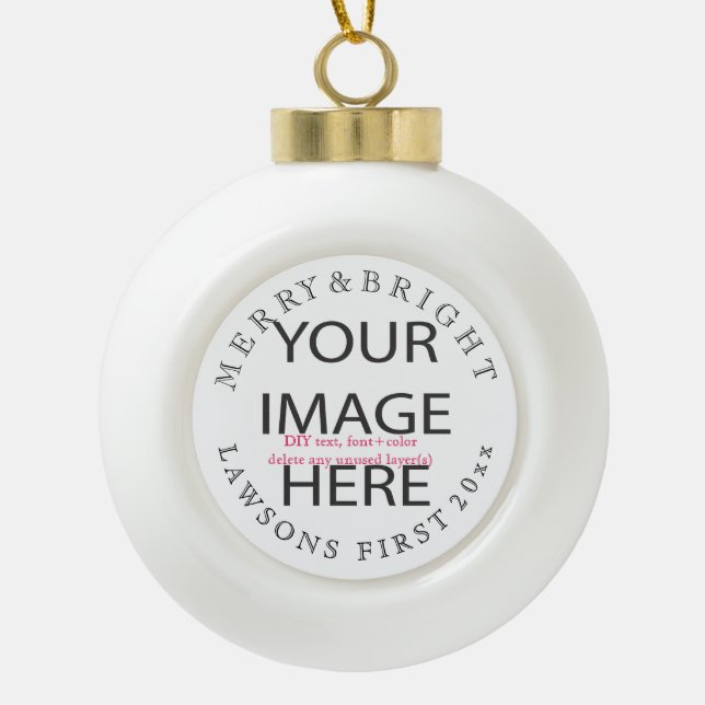 Customise this ceramic ball christmas ornament (Front)