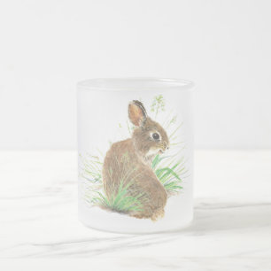 Customise this Curious Rabbit, Watercolor Animal Frosted Glass Coffee Mug