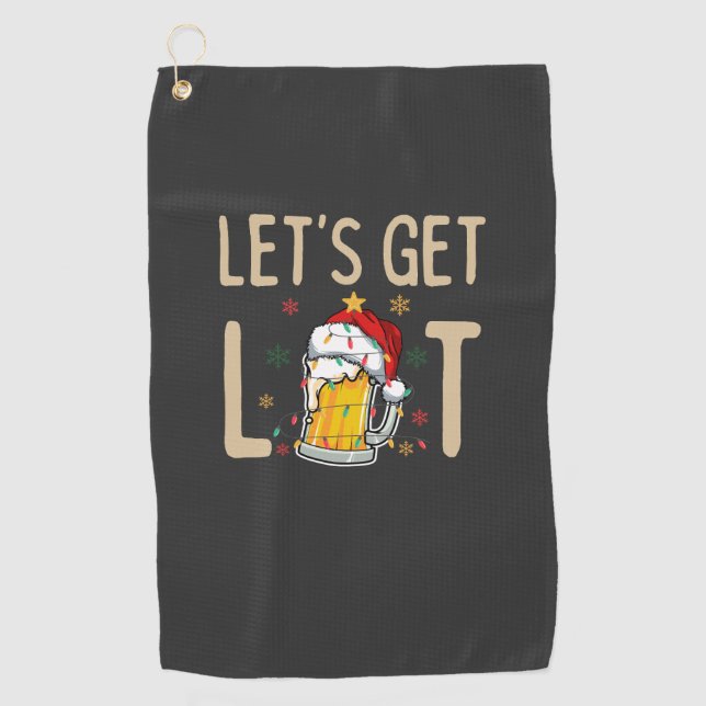 Customise This Design: Let's Get Lit Santa Hat Golf Towel (Front)