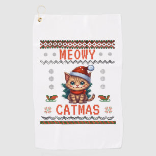 Customise This Design: Meowy Catmas Cat Christmas Golf Towel