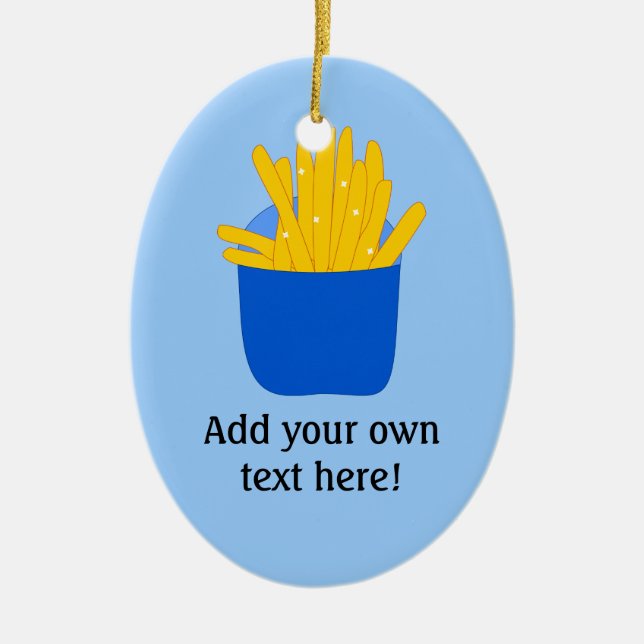 Customise this French Fries graphic Ceramic Tree Decoration (Front)