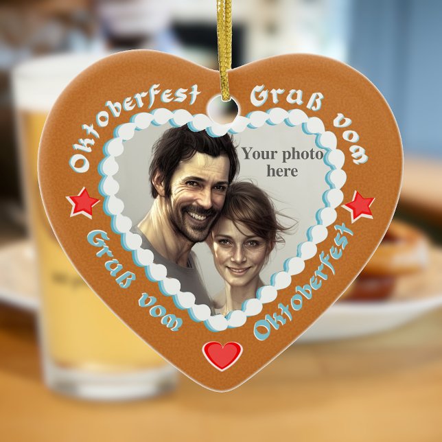 Customise this German Style Gingerbread Heart Ceramic Tree Decoration (Creator Uploaded)