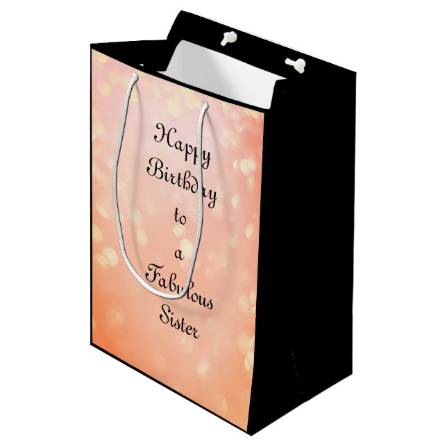 Customise this Happy Birthday Sister Medium Gift Bag (Front Angled)