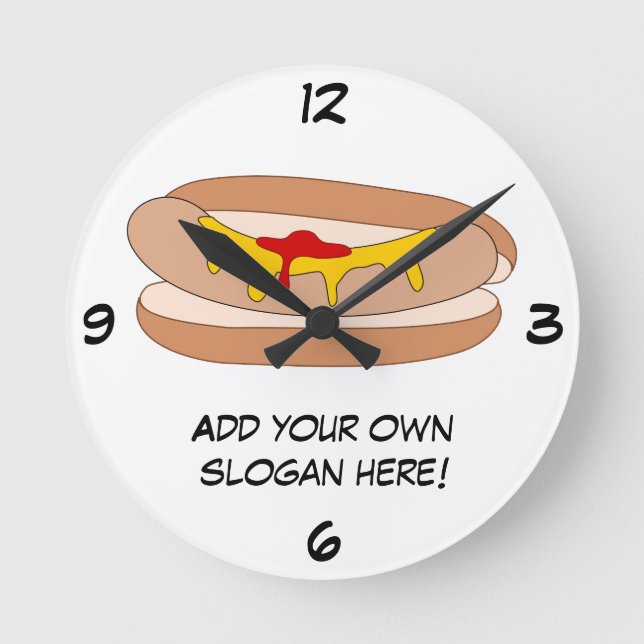 Customise this Hot Dog graphic Round Clock (Front)