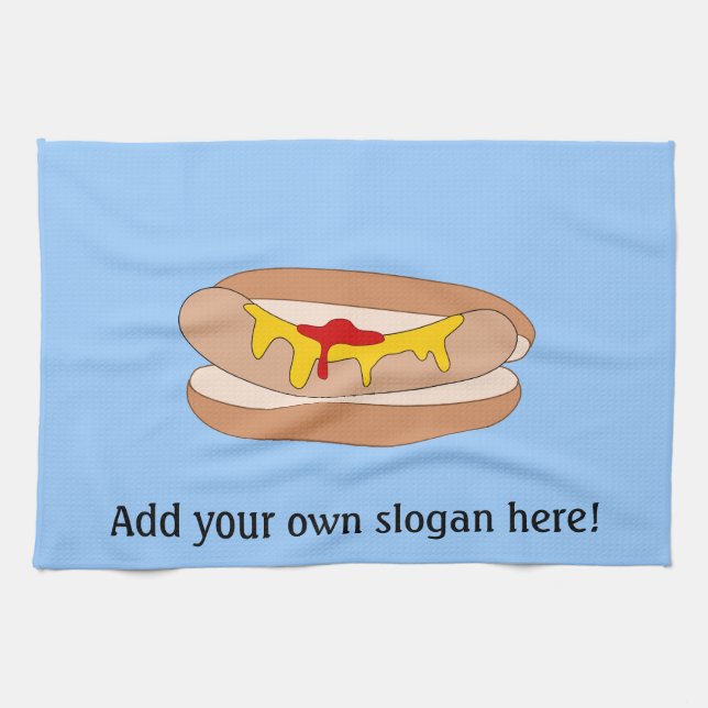 Customise this Hot Dog graphic Tea Towel (Horizontal)