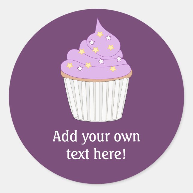 Customise this Lilac Cupcake graphic Classic Round Sticker (Front)
