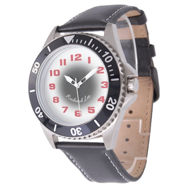 Customise this Mens Red Numerals Watch (Angled)