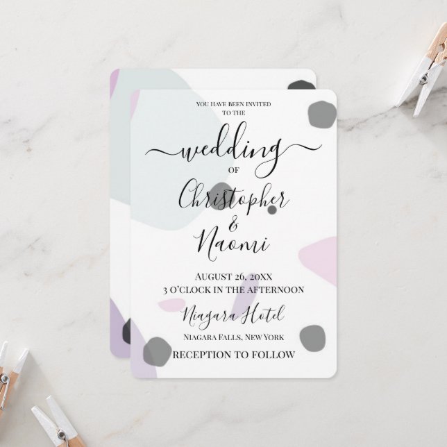 Customise This Pastel Shapes Background Invitation (Front/Back In Situ)
