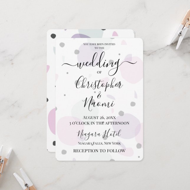 Customise This: Pastel Spots & Shapes Invitation (Front/Back In Situ)