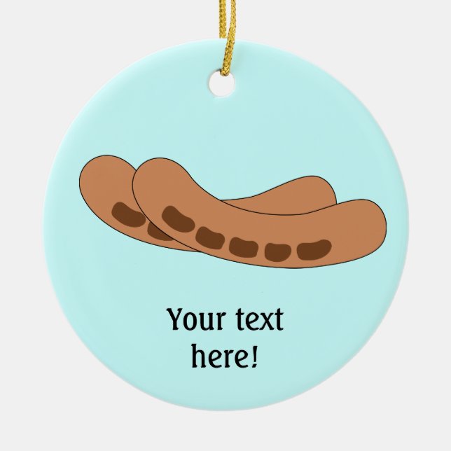 Customise this Sausages graphic Ceramic Tree Decoration (Front)