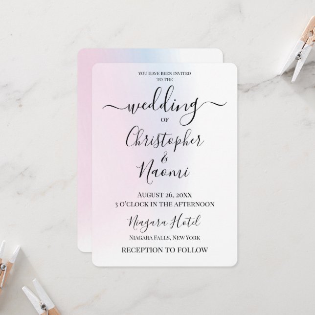 Customise This Subtle Pastels Background Invitation (Front/Back In Situ)