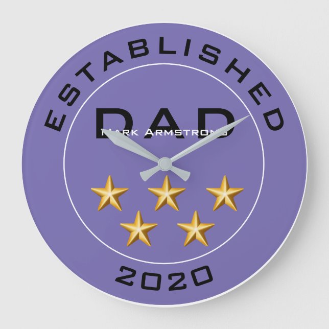 Customise Top Five Star Dad, Step Dad Father's Day Large Clock (Front)