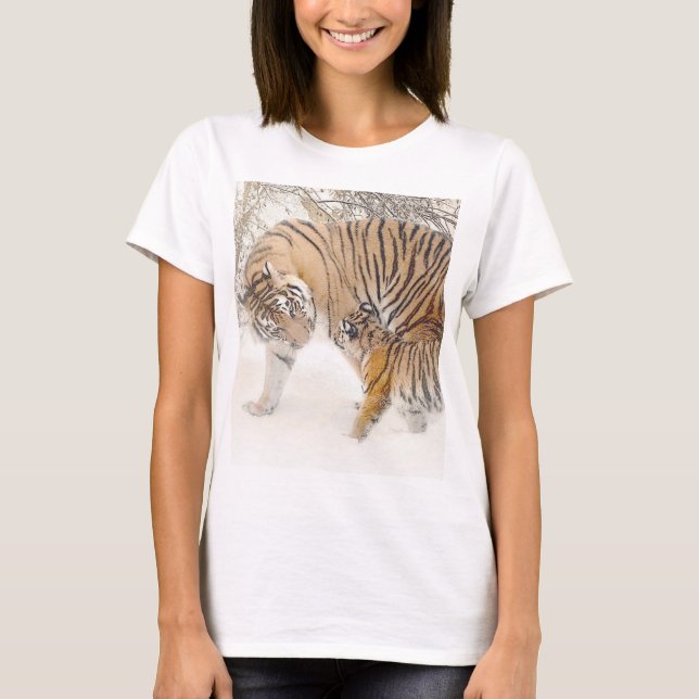 Customise Trendy Modern Elegant Tigers Template T-Shirt (Front)
