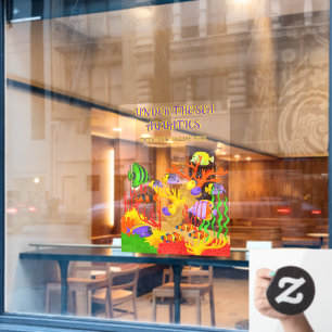Customise Tropical Fish Aquarium Shop Large Front Window Cling
