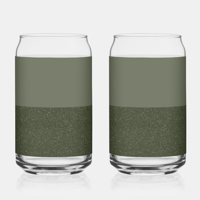 Customise Two-Tone Moss Green Drinkware Set of 2 Can Glass (Front)