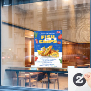 Customise UK Edition Delicious Fish N Chips Restau Window Cling