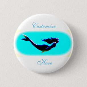 customise underwater swimming mermaid 6 cm round badge