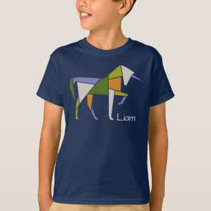 Customise Unicorn Modern Abstract  Tangram Animal T-Shirt