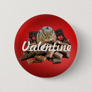 Customise Valentine’s Day Chocolate Chipmunk 6 Cm Round Badge