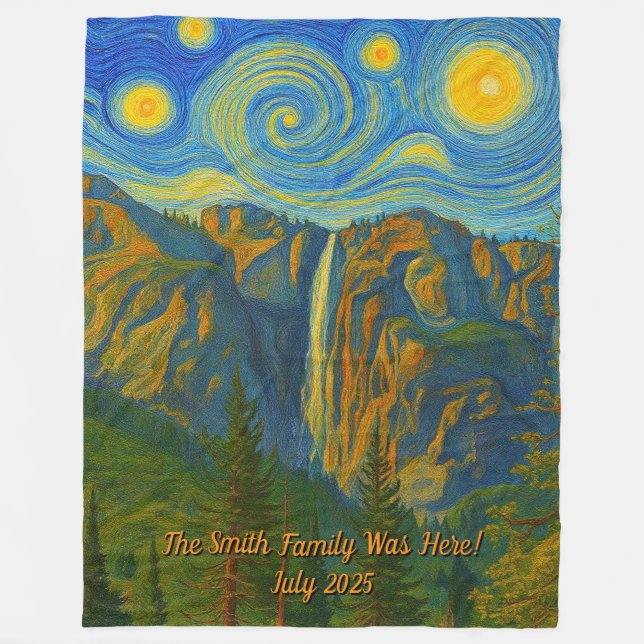 Customise van Gogh Yosemite Valley Family Vacation Fleece Blanket (Front)