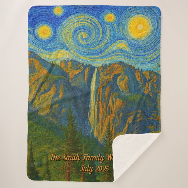 Customise van Gogh Yosemite Valley Family Vacation Sherpa Blanket (Front)